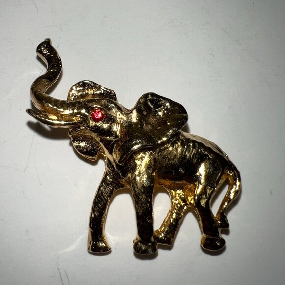 Set Of 2 Vintage Gold-Tone Animal Brooches & Tree Pendant With Green Accents - Picture 4 of 7